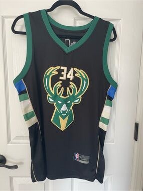 Giannis Antetokounmpo #34 Black/Green Replica Jersey